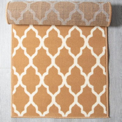 Bravich Hard Wearing Hessian Backed Stair Runner Kitchen Mat - Texas Beige Trellis - 60X360Cm (2'x12') - image 1