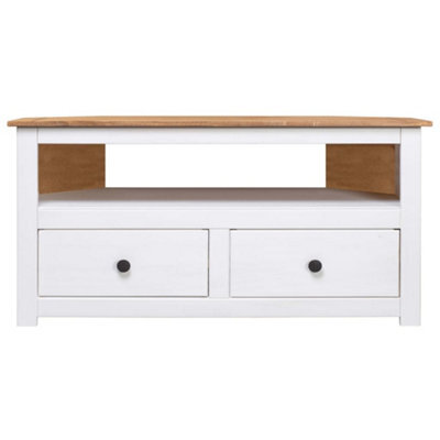 Berkfield Durable Corner Tv Cabinet White 93X49X49 Cm Solid Pine Panama Range - image 1