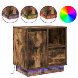 Berkfield Bedside Cabinet With Led Lights Smoked Oak 50X34,5X50 Cm - thumbnail 4