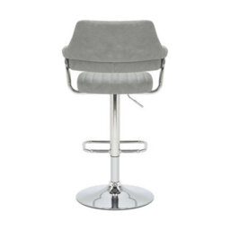 Monaco Light Grey Leather Effect Swivel Bar Stool with Chrome Frame - thumbnail 2