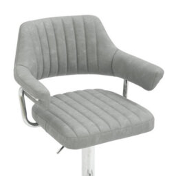 Monaco Light Grey Leather Effect Swivel Bar Stool with Chrome Frame - thumbnail 3