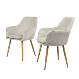 Muse - Pair Of Chairs In Woven Yarn Fabric Set Of 2 Dining Chairs Cream With Ash Effect Legs - thumbnail 7