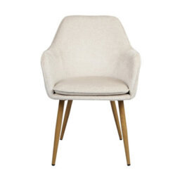 Muse - Pair Of Chairs In Woven Yarn Fabric Set Of 2 Dining Chairs Cream With Ash Effect Legs - thumbnail 8