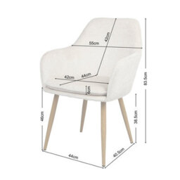 Muse - Pair Of Chairs In Woven Yarn Fabric Set Of 2 Dining Chairs Cream With Ash Effect Legs - thumbnail 9