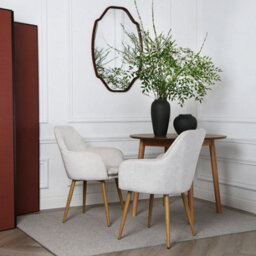 Muse - Pair Of Chairs In Woven Yarn Fabric Set Of 2 Dining Chairs Cream With Ash Effect Legs - thumbnail 2