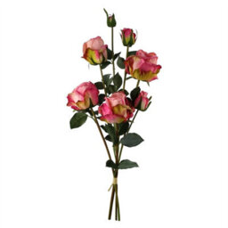 Leaf 6 X 60Cm Pink Rose Artificial Flower Sprays - 24 Flowers 18 Buds - thumbnail 4