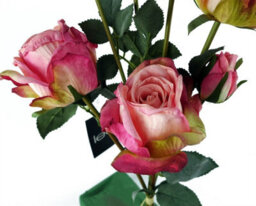 Leaf 6 X 60Cm Pink Rose Artificial Flower Sprays - 24 Flowers 18 Buds - thumbnail 5