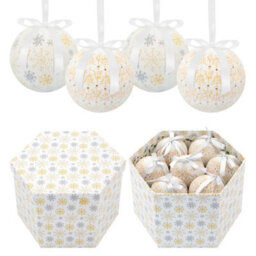 The Christmas Workshop 71610 Set Of 14 Gold & White Coloured Snowflake And Icicles Design Christmas Baubles 