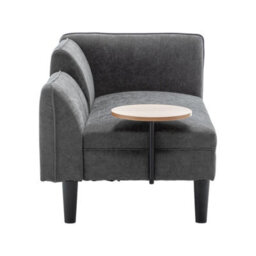 Living And Home Dark Grey Chenille Upholstered Chaise Lounge With Side Table - thumbnail 4