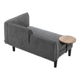 Living And Home Dark Grey Chenille Upholstered Chaise Lounge With Side Table - thumbnail 5
