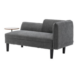 Living And Home Dark Grey Chenille Upholstered Chaise Lounge With Side Table - thumbnail 6