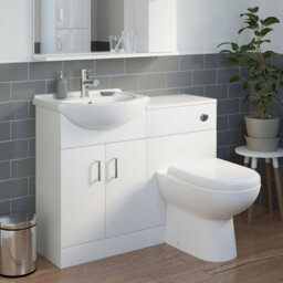 Affine 1050mm Toilet & Vanity Unit Ceramic Basin Sink Combined Bathroom Furniture White - thumbnail 4