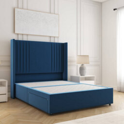 Bsspoke Cheshire Divan Bed Set Blue Plush Velvet With 54Inch Headboard No Mattress No Drawers In Double King 4Ft 6Ft - thumbnail 1