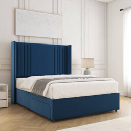Bsspoke Cheshire Divan Bed Set Blue Plush Velvet With 54Inch Headboard No Mattress No Drawers In Double King 4Ft 6Ft - thumbnail 2