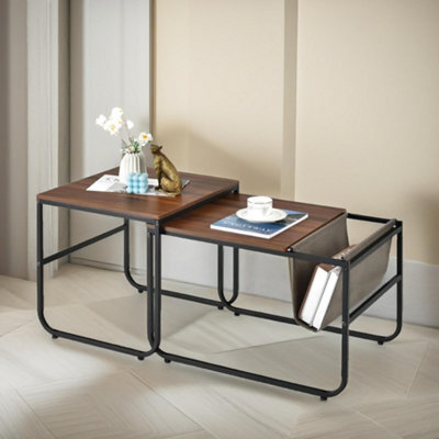Pirlo Plush 2Pc Industrial Nest Of Tables Industrial Stackable Furniture - image 1