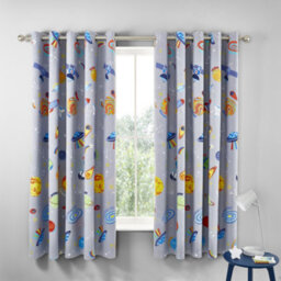 Catherine Lansfield Lost In Space 66X72 Inch Fully Reversible Two Curtain Panels Grey/blue - thumbnail 2