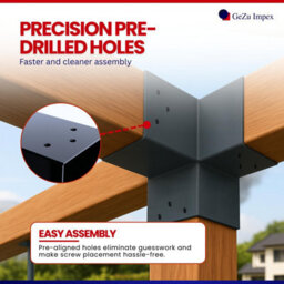 Gezu Impex Heavy Duty Anthracite Grey Post Connector X Shape - Pergola 4 Way Corner Connector - 91 X 91 mm (Pack Of 4) - thumbnail 5