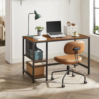 Songmics Computer Desk Industrial Design Pc 2 Shelves On Right Or Left Side Work Table For Office Living Room Lightweight Mounted - image 1