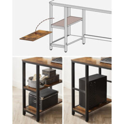 Songmics Computer Desk Industrial Design Pc 2 Shelves On Right Or Left Side Work Table For Office Living Room Lightweight Mounted - thumbnail 5