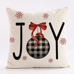 Amorly Set Of 4 Buffalo Plaid Christmas Pillow Covers, Tree, Joy, Snow, Merry Christmas Motifs, Holiday Decorative Throw Cushion Cases - thumbnail 6