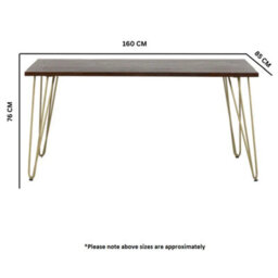 Wyld Haus Bandung Dark Mango Wood Dining Table With Gold Inlays, Seats 6 - thumbnail 6
