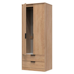 Osaka Tall 2 Drawer Wardrobe In Nebraska Oak (Ready Assembled) - thumbnail 5