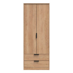 Osaka Tall 2 Drawer Wardrobe In Nebraska Oak (Ready Assembled) - thumbnail 1