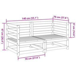 Walplus 2 Piece Garden Sofa Set Impregnated Wood Pine - Cushion Not Included - thumbnail 7