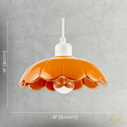 Happy Homewares Modern Orange Gloss Ceramic Pendant Light Shade With Scallop Edge - thumbnail 7