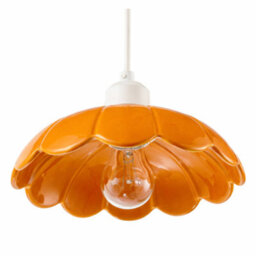 Happy Homewares Modern Orange Gloss Ceramic Pendant Light Shade With Scallop Edge - thumbnail 4