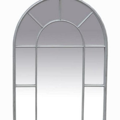 Deenz Vintage Grey Arch Window Style Mirror 115X85 Cm Ideal For Living Rooms, Hallways