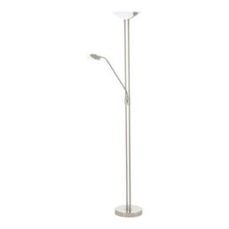 Elegant Floor Lamp With Satin Nickel Finish And White Glass Shade