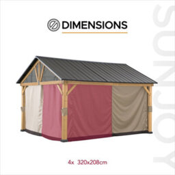 Replacement Curtain For Sunjoy Cedar Wood Gazebo -  335Cm X 399Cm, Khaki - thumbnail 4