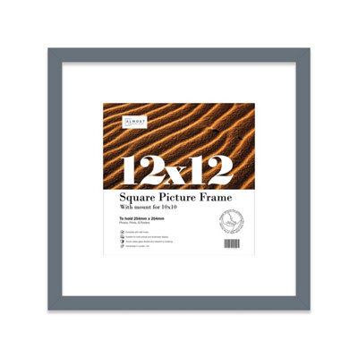 "12X12"" Grey Picture Frame - 12X12"" Square Frame With 10X10"" Mount For 12X12""/10X10"" Pictures Art Deco Style Photo Display, 1 Pack" - image 1