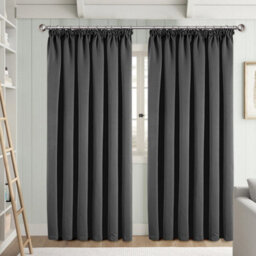 Ameha Dark Grey Blackout Curtain Pencil Pleat Curtain 66''x72'' Thick Thermal Insulated Curtains Pair Living Room Decor - thumbnail 5