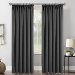 Ameha Dark Grey Blackout Curtain Pencil Pleat Curtain 66''x72'' Thick Thermal Insulated Curtains Pair Living Room Decor - thumbnail 4