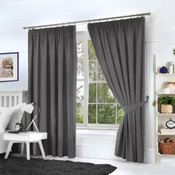 Ameha Dark Grey Blackout Curtain Pencil Pleat Curtain 66''x72'' Thick Thermal Insulated Curtains Pair Living Room Decor - thumbnail 3