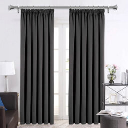 Ameha Dark Grey Blackout Curtain Pencil Pleat Curtain 66''x72'' Thick Thermal Insulated Curtains Pair Living Room Decor - thumbnail 2