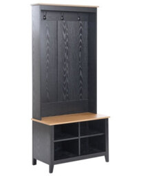 Wyld And Coco Aurora Home Shoe Storage Coat Rack 4-Compartment Wall-Mounted Black And Light Brown - thumbnail 3