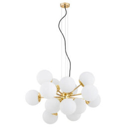Luminosa Lighting Luminosa Satelite Plus Globe Pendant Ceiling 15 Light Opal Matt, Brass Steel - thumbnail 2