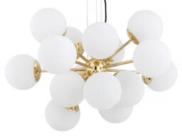 Luminosa Lighting Luminosa Satelite Plus Globe Pendant Ceiling 15 Light Opal Matt, Brass Steel - thumbnail 3