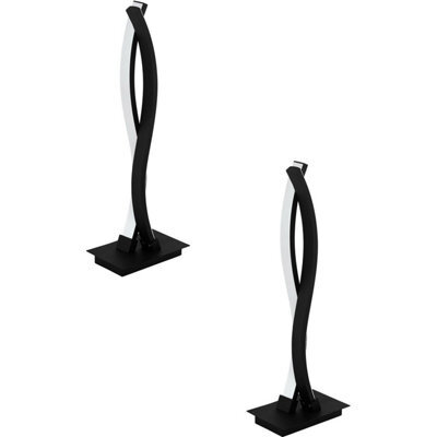 2 Pack Modern Black Table Desk Lamps With White Shades And 10W Led Bulbs Included - image 1