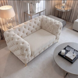 Sofaya Monaco Chesterfield Cream Velvet Sofa Set - 1,2,3 Seater & 3+2 Seater Set Deep Buttoned Cushions Upholstery Couch Settee - thumbnail 5