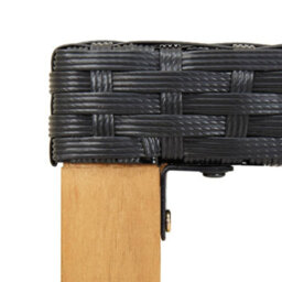 Walplus Garden Bench 120 Cm Black Poly Rattan And Solid Acacia Wood - thumbnail 4