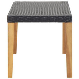 Walplus Garden Bench 120 Cm Black Poly Rattan And Solid Acacia Wood - thumbnail 3