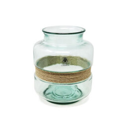 Verano Spanish Ceramics Recycled Glass Hemp Clear Home Décor Small Rounded Aba Vase (H) 25Cm - thumbnail 1