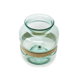 Verano Spanish Ceramics Recycled Glass Hemp Clear Home Décor Small Rounded Aba Vase (H) 25Cm - thumbnail 5