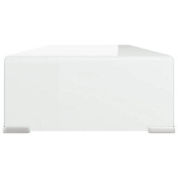 Berkfield Tv Stand/monitor Riser Glass White 70X30X13 Cm - thumbnail 4