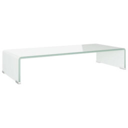 Berkfield Tv Stand/monitor Riser Glass White 70X30X13 Cm - thumbnail 2