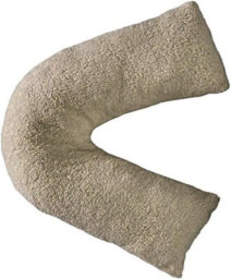 Homes & Linen Teddy Bear Fleece Plush Warm Fuzzy Cuddly V-Shaped Pillow & Cover (Mink, V-Pillow With Teddy Cover)